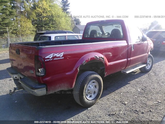 1FTSF31L52EC29152 - 2002 FORD F350 SRW SUPER DUTY RED photo 4