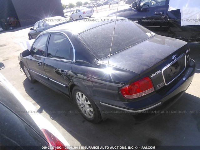 KMHWF35H83A775486 - 2003 HYUNDAI SONATA GLS/LX BLACK photo 3