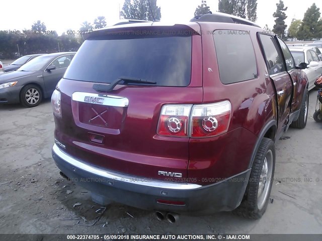 1GKEV337X7J149848 - 2007 GMC ACADIA SLT-2 RED photo 4