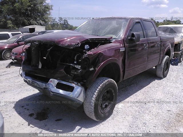 1FTPW12524KC27003 - 2004 FORD F150 SUPERCREW BURGUNDY photo 2