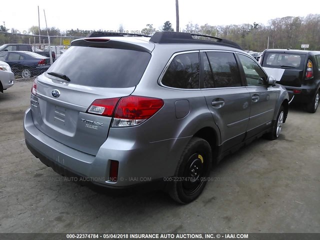 4S4BRBCC6B3352268 - 2011 SUBARU OUTBACK 2.5I PREMIUM SILVER photo 4