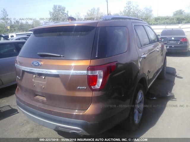 1FM5K8F86HGB04986 - 2017 FORD EXPLORER LIMITED 橙色 照片 4