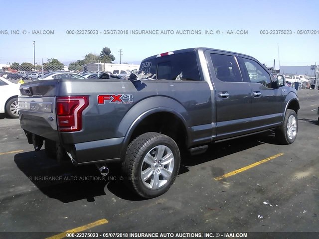 1FTFW1EF9GFC15931 - 2016 FORD F150 SUPERCREW GRAY photo 4