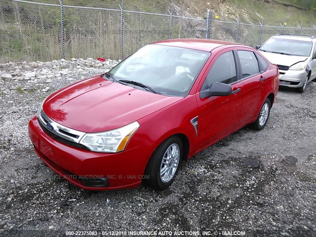 1FAHP35N08W206468 - 2008 FORD FOCUS SE/SEL/SES RED photo 2