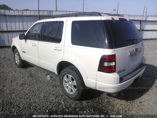 1FMEU63E88UB33142 - 2008 FORD EXPLORER XLT WHITE photo 3