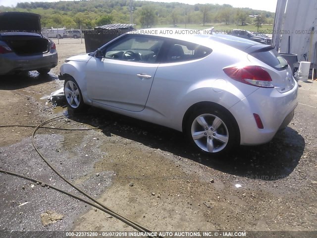 KMHTC6AD0EU183842 - 2014 HYUNDAI VELOSTER SILVER photo 3