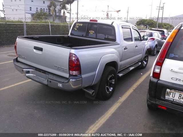 5TEJU62N88Z589590 - 2008 TOYOTA TACOMA DOUBLE CAB PRERUNNER SILVER photo 4