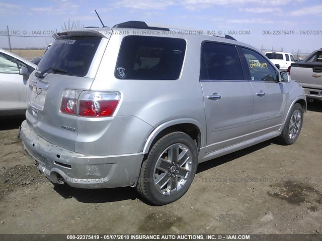 1GKKVTED0BJ140929 - 2011 GMC ACADIA DENALI SILVER photo 4