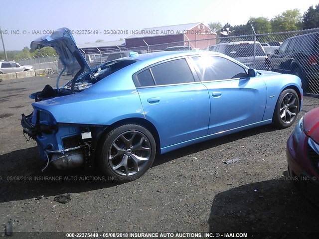 2C3CDXCT9FH759643 - 2015 DODGE CHARGER R/T BLUE photo 4