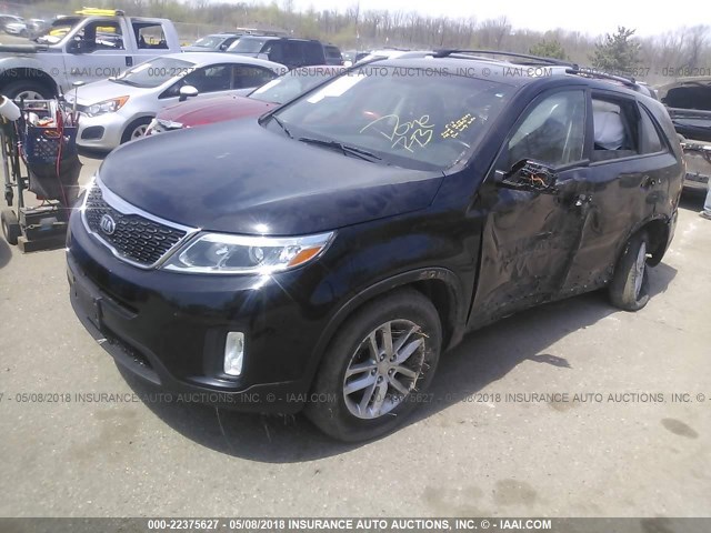 5XYKT4A67EG470229 - 2014 KIA SORENTO LX BLACK photo 2