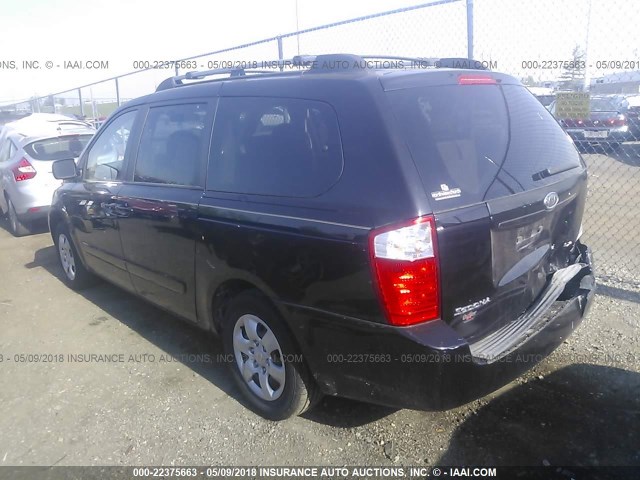 KNDMB233976174878 - 2007 KIA SEDONA EX/LX BLACK photo 3