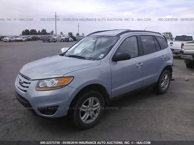 5NMSG3AB9AH386683 - 2010 HYUNDAI SANTA FE GLS BLUE photo 2