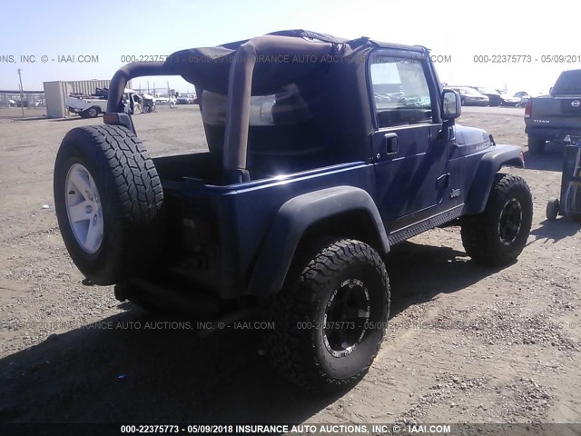 1J4FA69S74P742465 - 2004 JEEP WRANGLER / TJ RUBICON BLUE photo 4