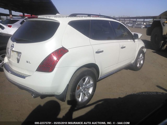 JN8AZ08T37W530676 - 2007 NISSAN MURANO SL/SE/S WHITE photo 4