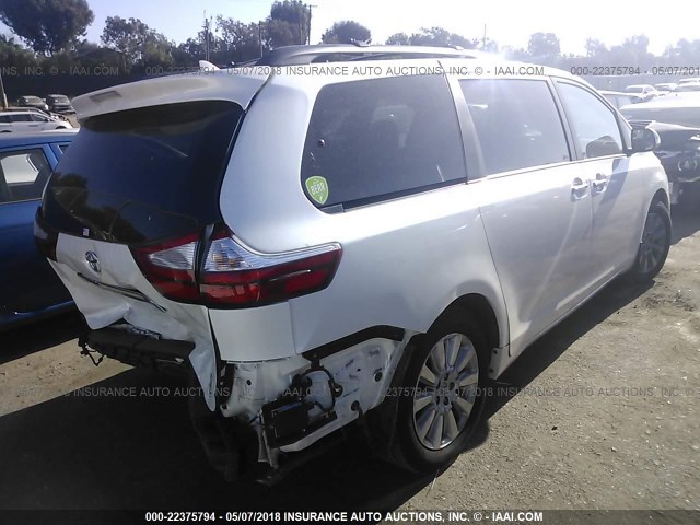 5TDDK3DC0FS116936 - 2015 TOYOTA SIENNA XLE/LIMITED WHITE photo 4