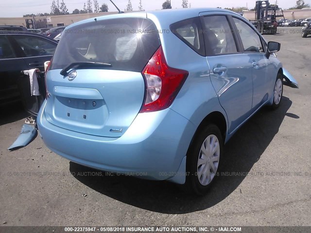 3N1CE2CP4FL433077 - 2015 NISSAN VERSA NOTE S/S PLUS/SV/SL/SR BLUE photo 4