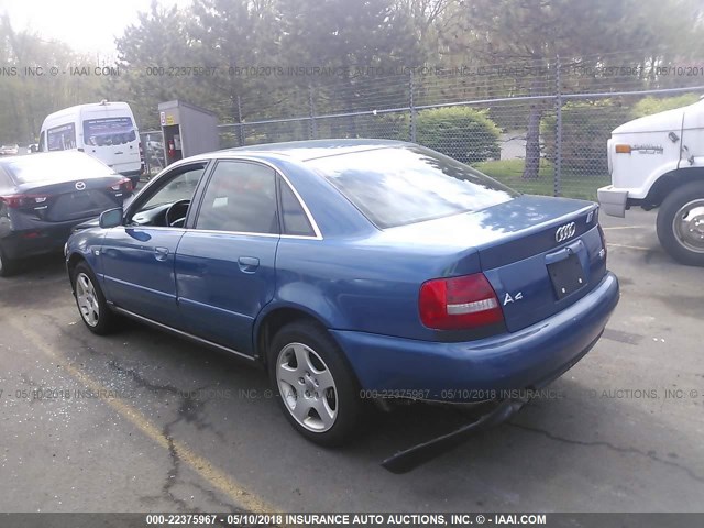 WAUED28D5XA260120 - 1999 AUDI A4 2.8 QUATTRO BLUE photo 3