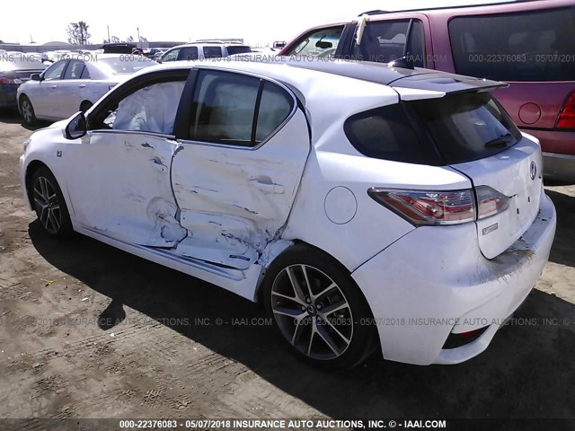 JTHKD5BH7H2289065 - 2017 LEXUS CT 200 WHITE photo 3