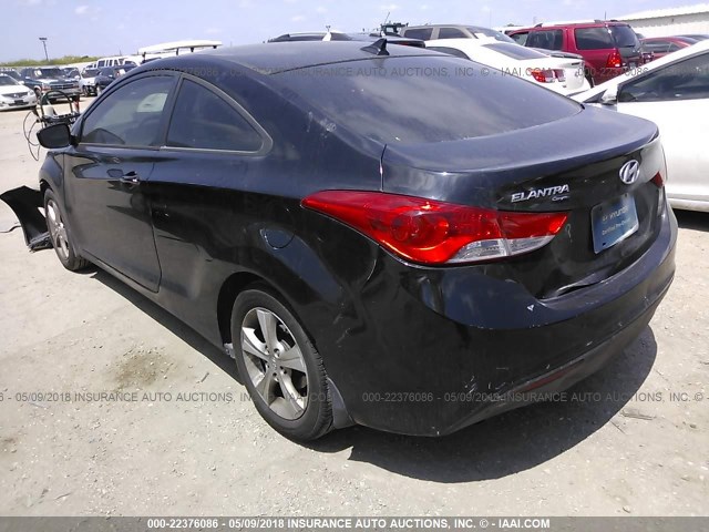 KMHDH6AE2DU009686 - 2013 HYUNDAI ELANTRA COUPE GS/SE BLACK photo 3