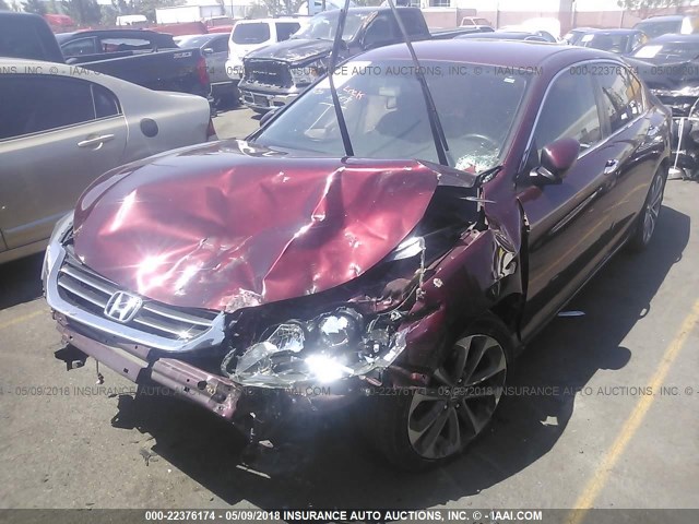 1HGCR2F57EA252803 - 2014 HONDA ACCORD SPORT 勃艮第红 照片 2