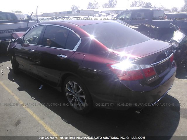 1HGCR2F57EA252803 - 2014 HONDA ACCORD SPORT BURGUNDY photo 3