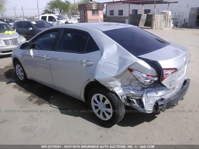 5YFBURHE2FP335423 - 2015 TOYOTA COROLLA L/LE/LE PLS/PRM/S/S PLS SILVER photo 3