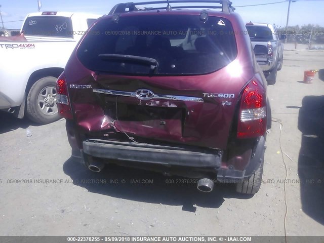 KM8JN12D66U343596 - 2006 HYUNDAI TUCSON GLS/LIMITED RED photo 6