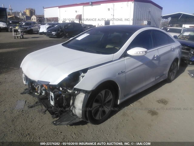 KMHEC4A47FA123847 - 2015 HYUNDAI SONATA HYBRID/LIMITED WHITE photo 2