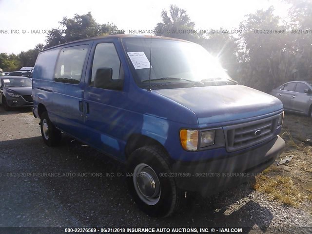 1FTNE24203HA49977 - 2003 FORD ECONOLINE E250 VAN BLUE photo 1