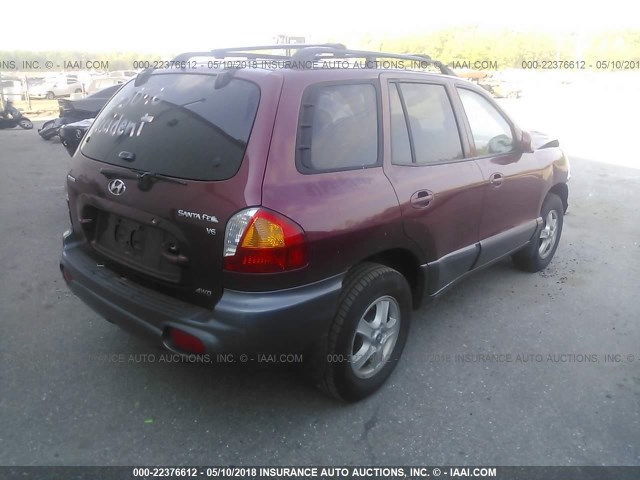 KM8SC73D73U380471 - 2003 HYUNDAI SANTA FE GLS/LX BURGUNDY photo 4