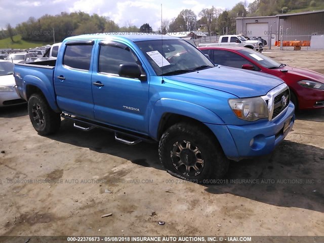 5TFLU4EN8BX021038 - 2011 TOYOTA TACOMA DOUBLE CAB BLUE photo 1