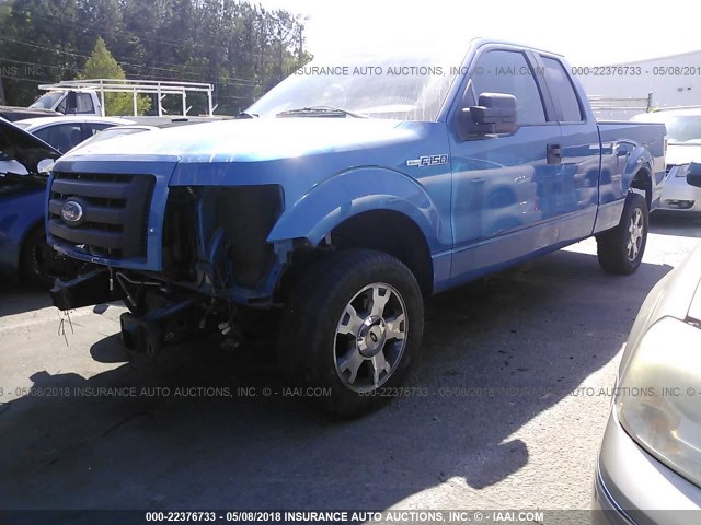 1FTRX12859FA69224 - 2009 FORD F150 SUPER CAB BLUE photo 2