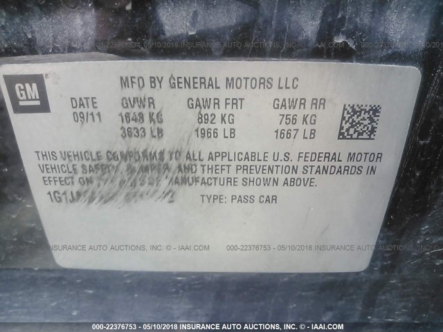 1G1JA6SH8C4110842 - 2012 CHEVROLET SONIC LS 黑色 照片 9