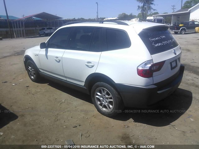 WBXPA73455WC44983 - 2005 BMW X3 2.5I WHITE photo 3