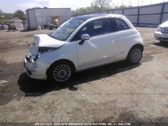 3C3CFFCR5CT102026 - 2012 FIAT 500 LOUNGE WHITE photo 2