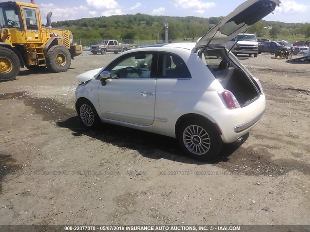 3C3CFFCR5CT102026 - 2012 FIAT 500 LOUNGE WHITE photo 3