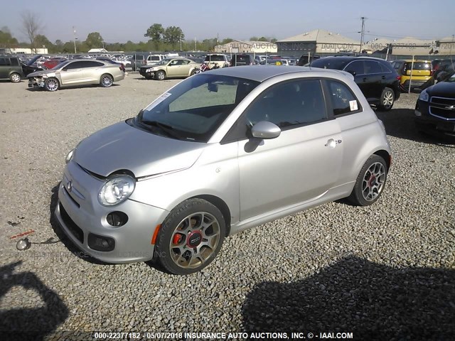 3C3CFFBR3CT200506 - 2012 FIAT 500 SPORT SILVER photo 2