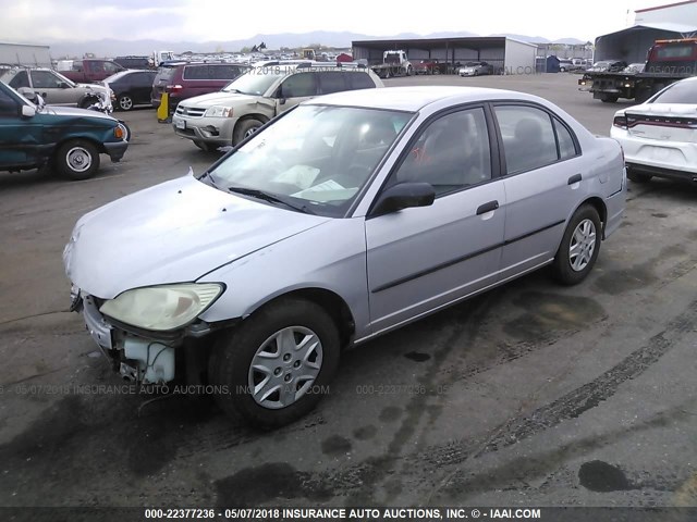 1HGES16365L028867 - 2005 HONDA CIVIC DX VP SILVER photo 2