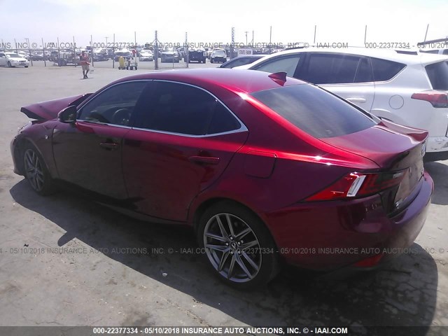 JTHBF1D29F5049426 - 2015 LEXUS IS 250 BURGUNDY photo 3