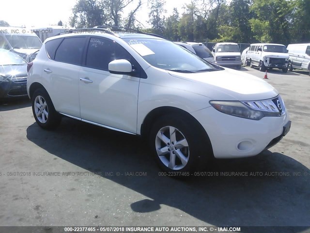 JN8AZ18W49W115367 - 2009 NISSAN MURANO S/SL/LE WHITE photo 1