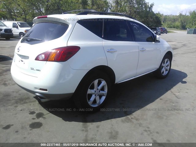 JN8AZ18W49W115367 - 2009 NISSAN MURANO S/SL/LE WHITE photo 4