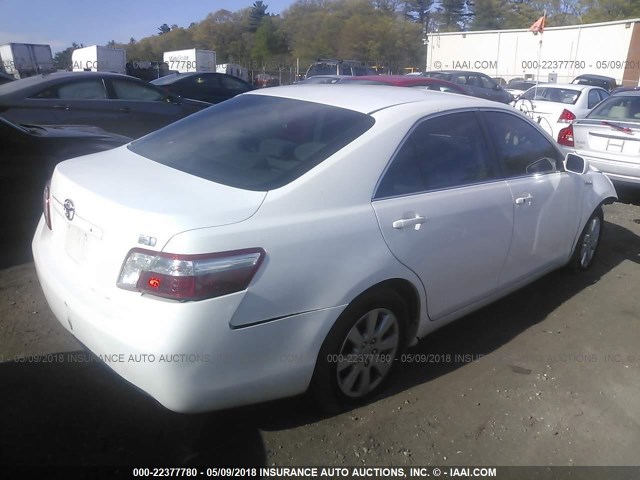 JTNBB46K983047388 - 2008 TOYOTA CAMRY HYBRID WHITE photo 4