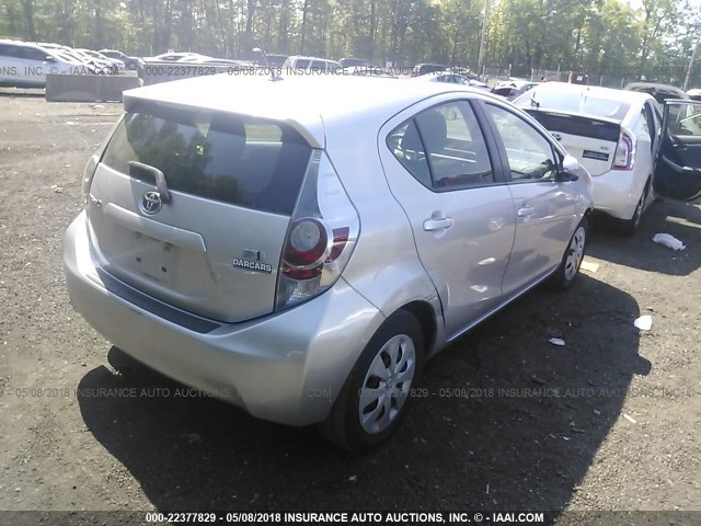 JTDKDTB36D1533380 - 2013 TOYOTA PRIUS C SILVER photo 4