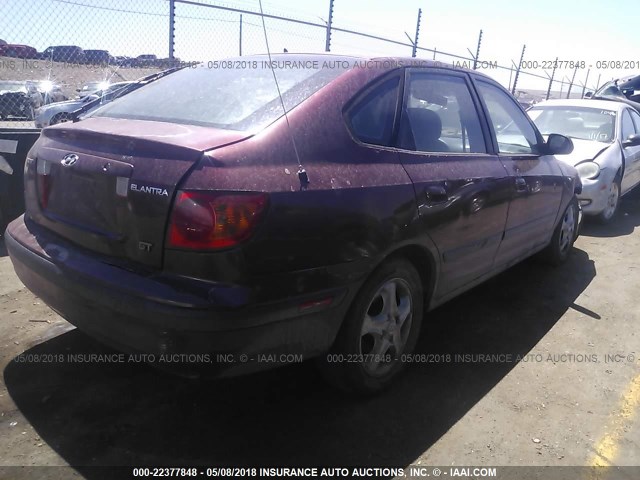 KMHDN55D62U035502 - 2002 HYUNDAI ELANTRA GLS/GT RED photo 4