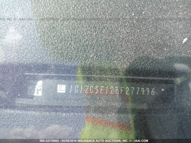 1G1ZC5E12BF277996 - 2011 CHEVROLET MALIBU 1LT 银色 照片 9