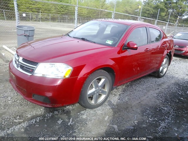 1C3CDZCB9CN311568 - 2012 DODGE AVENGER SXT RED photo 2