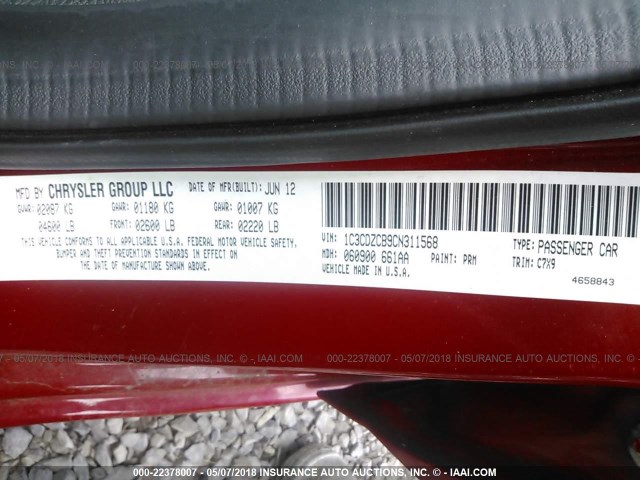 1C3CDZCB9CN311568 - 2012 DODGE AVENGER SXT RED photo 9