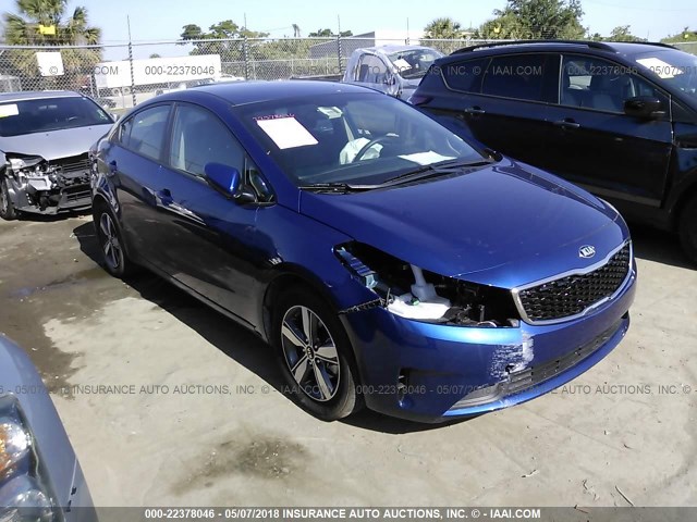 3KPFL4A72JE171989 - 2018 KIA FORTE LX/S BLUE photo 1