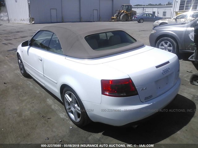 WAUAF48H87K025986 - 2007 AUDI A4 2.0T CABRIOLET WHITE photo 3