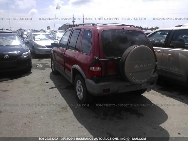 KNDJB723525156426 - 2002 KIA SPORTAGE RED photo 3